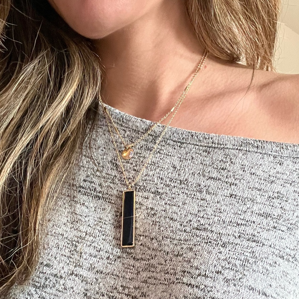 Two Tiered Black Stone Necklace